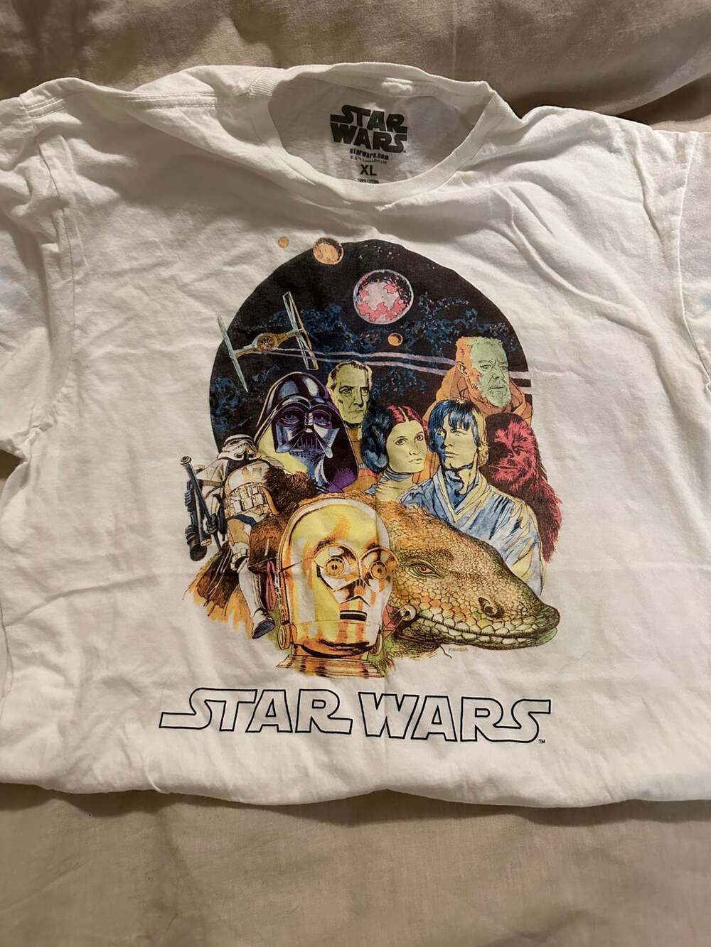 Men's Size X-Large "Star Wars" White Vintage Poster Graphic Tee